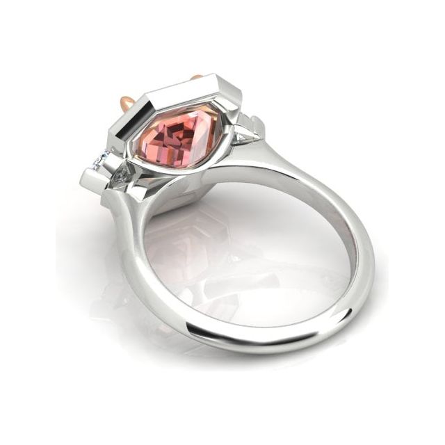18ct White & Rose Gold 4.07ct Peach Tourmaline & Diamond Dress Ring