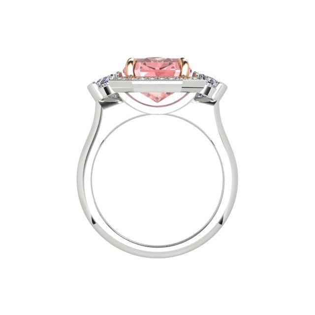 18ct White & Rose Gold 4.07ct Peach Tourmaline & Diamond Dress Ring