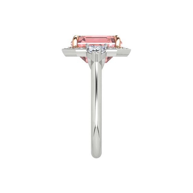 18ct White & Rose Gold 4.07ct Peach Tourmaline & Diamond Dress Ring