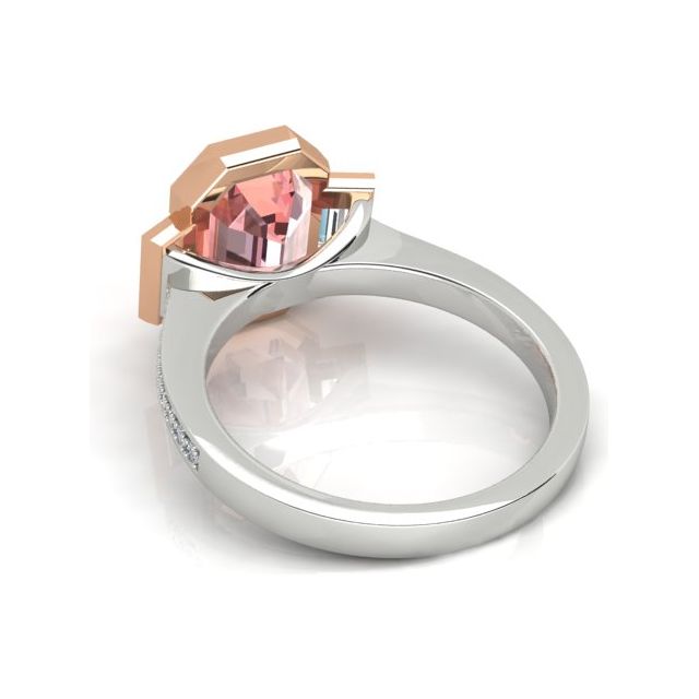 18ct White & Rose Gold 2.32ct Peach Tourmaline & Diamond Dress Ring