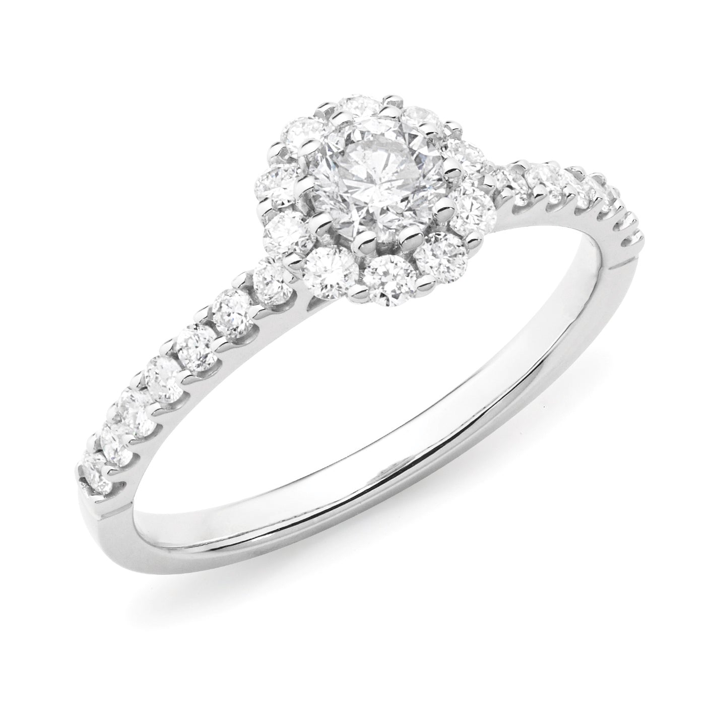 Diamond Set Cluster Engagement Ring in 18ct White Gold