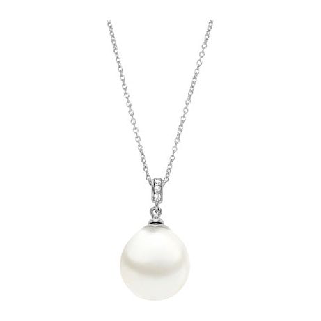 AUTORE Sterling Silver Diamond & Pearl Pendant