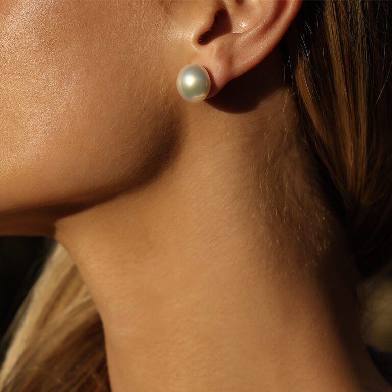 Kailis Button Pearl Studs, 18ct Yellow Gold