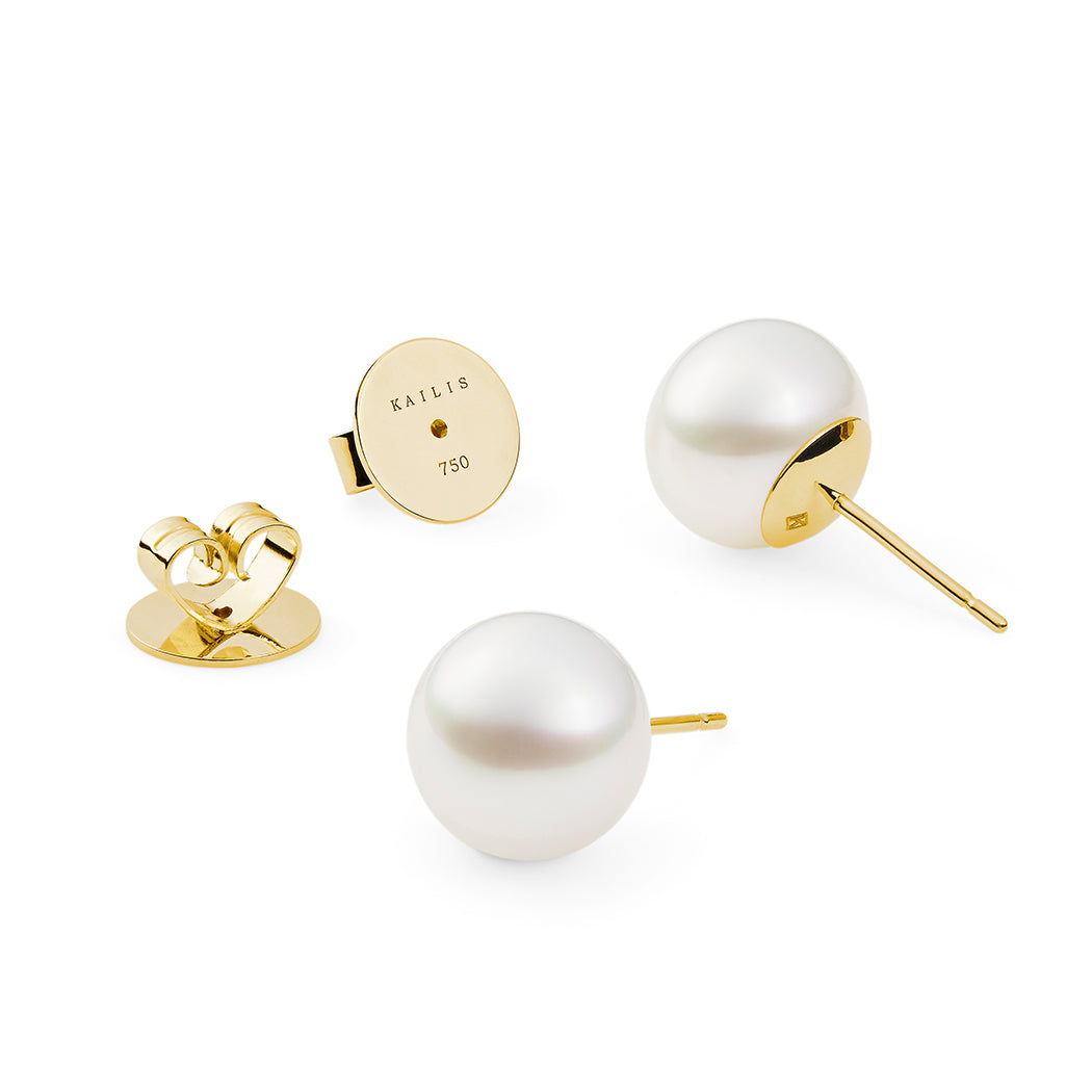 Kailis Button Pearl Studs, 18ct Yellow Gold