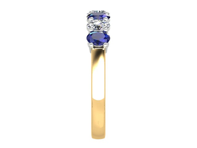 18ct Yellow & White Gold Sapphire & Diamond Anniversary Ring