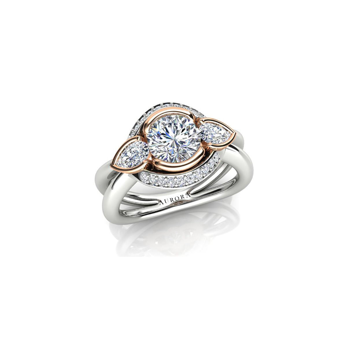 18ct White & Rose Gold Diamond Engagement Ring