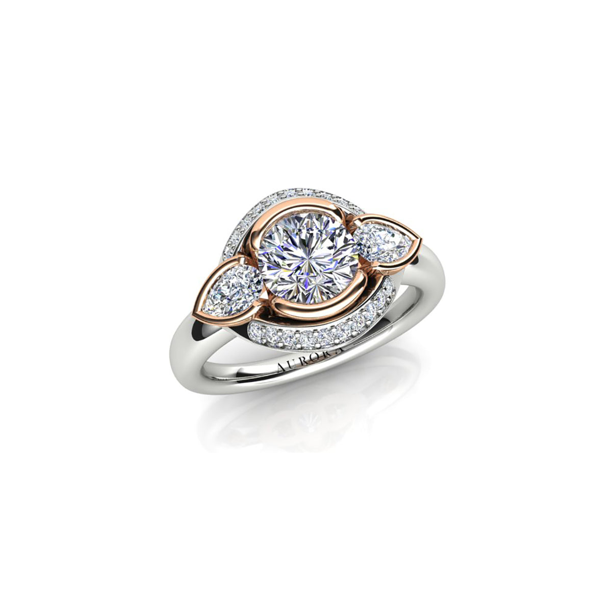 18ct White & Rose Gold Diamond Engagement Ring