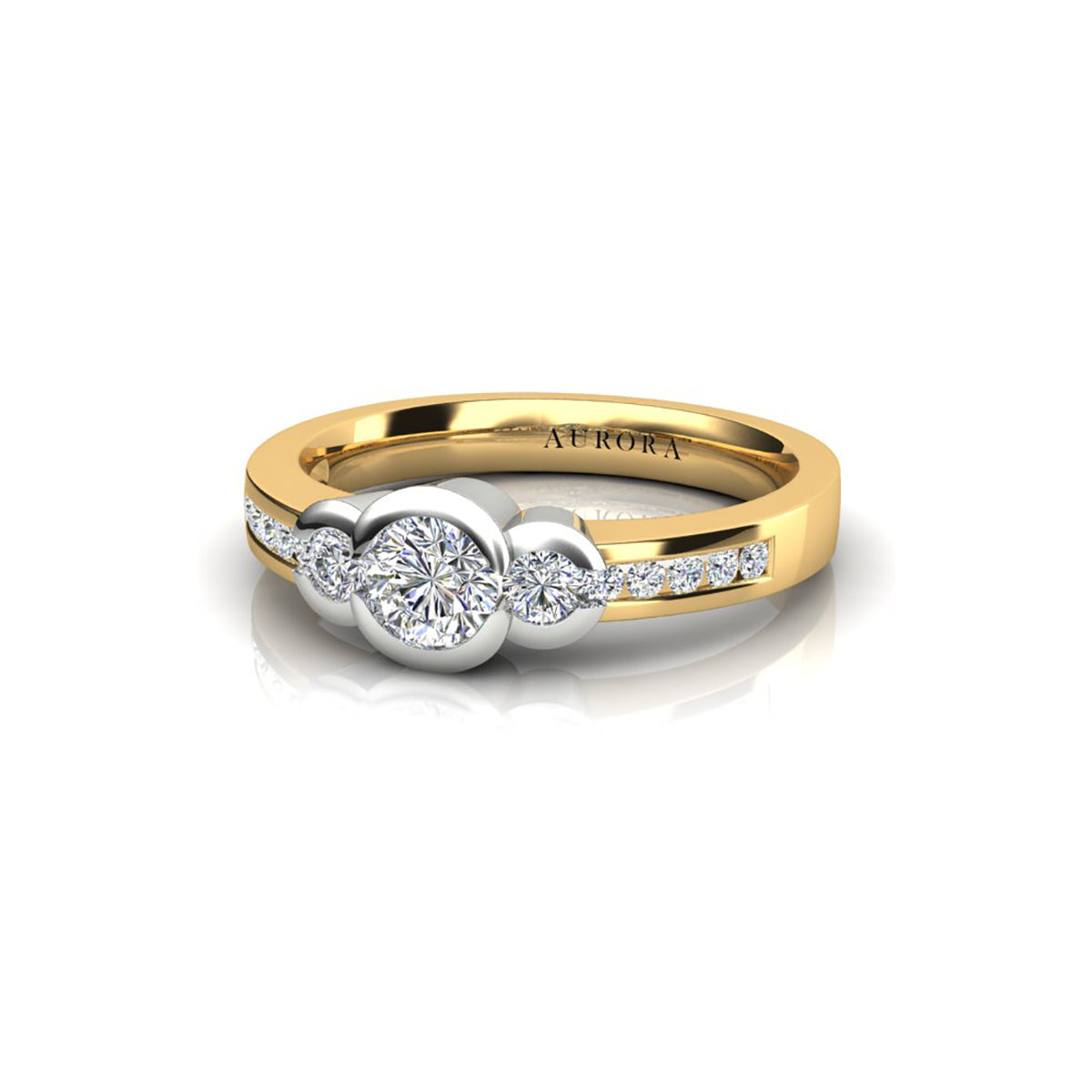 18ct Yellow & White Gold Diamond Engagement Ring