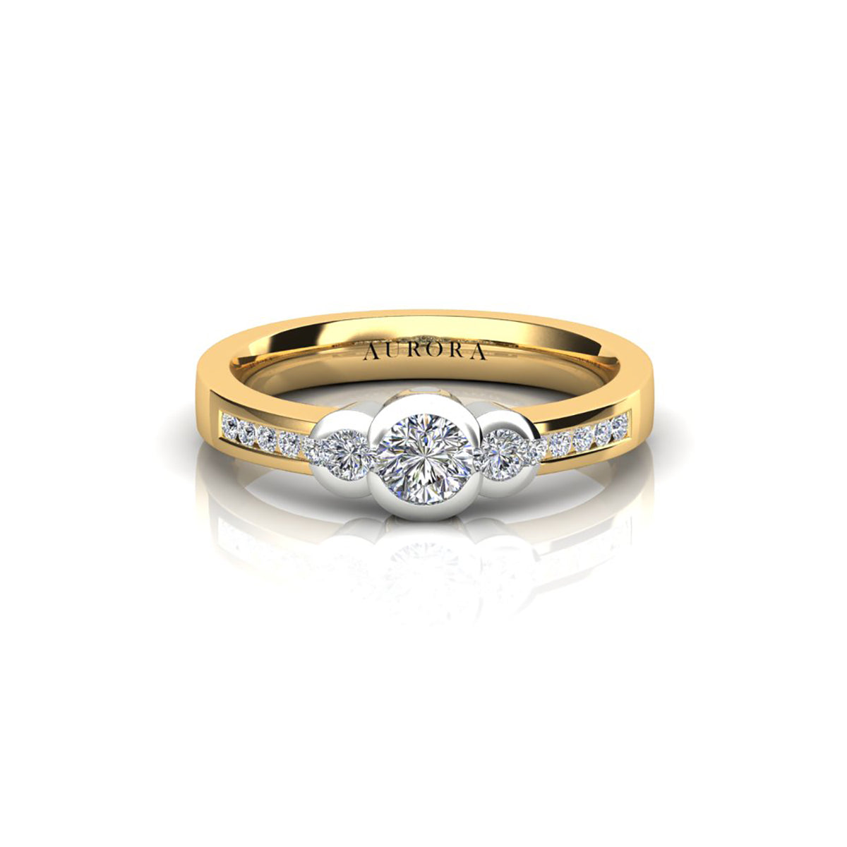 18ct Yellow & White Gold Diamond Engagement Ring
