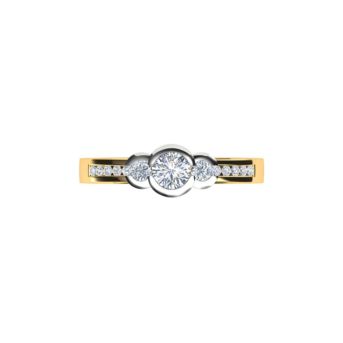 18ct Yellow & White Gold Diamond Engagement Ring