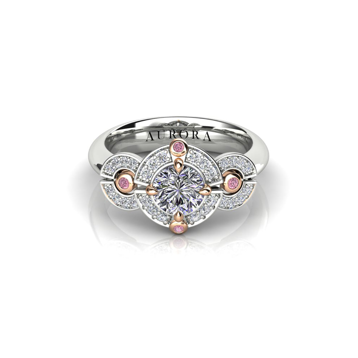 18ct White & Rose Gold Diamond Engagement Ring