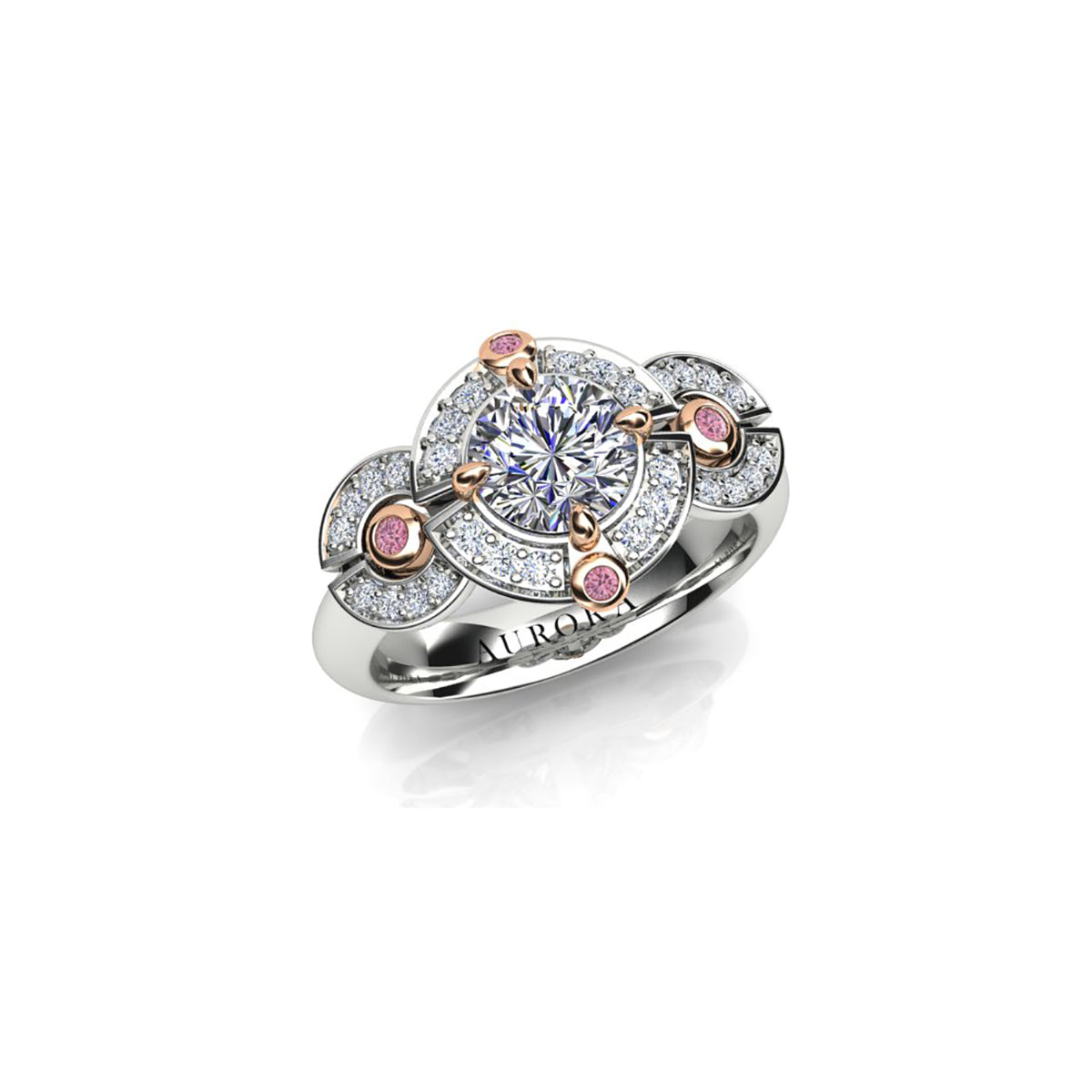18ct White & Rose Gold Diamond Engagement Ring