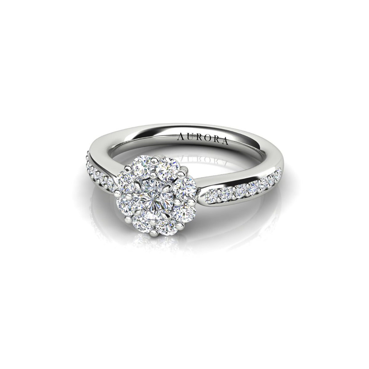 18ct White Gold Diamond Halo Engagement Ring