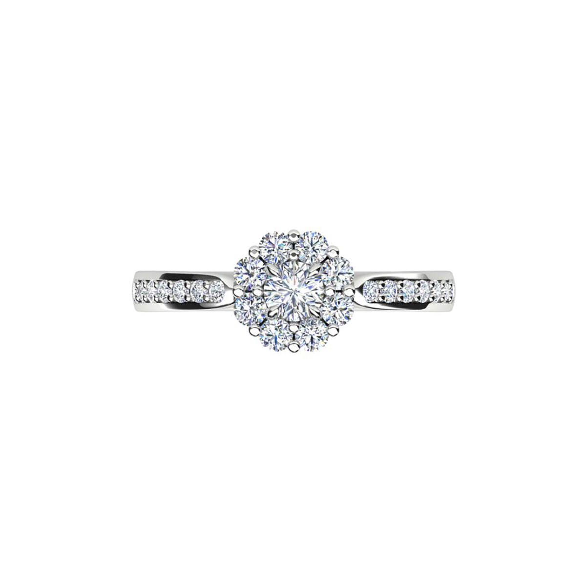 18ct White Gold Diamond Halo Engagement Ring