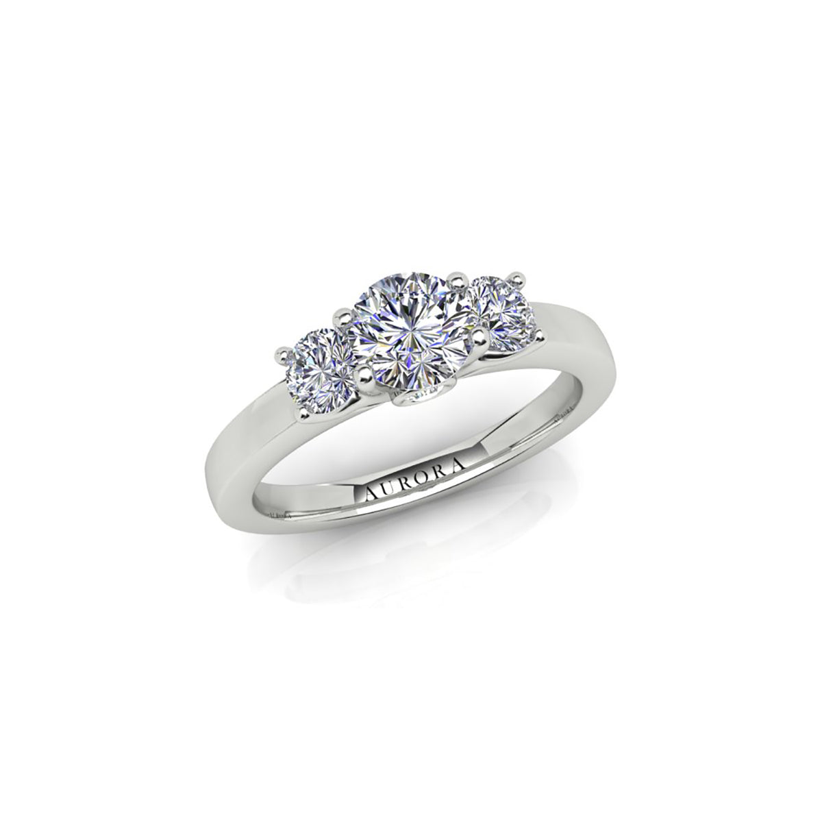 18ct White Gold Diamond Trilogy Engagement Ring