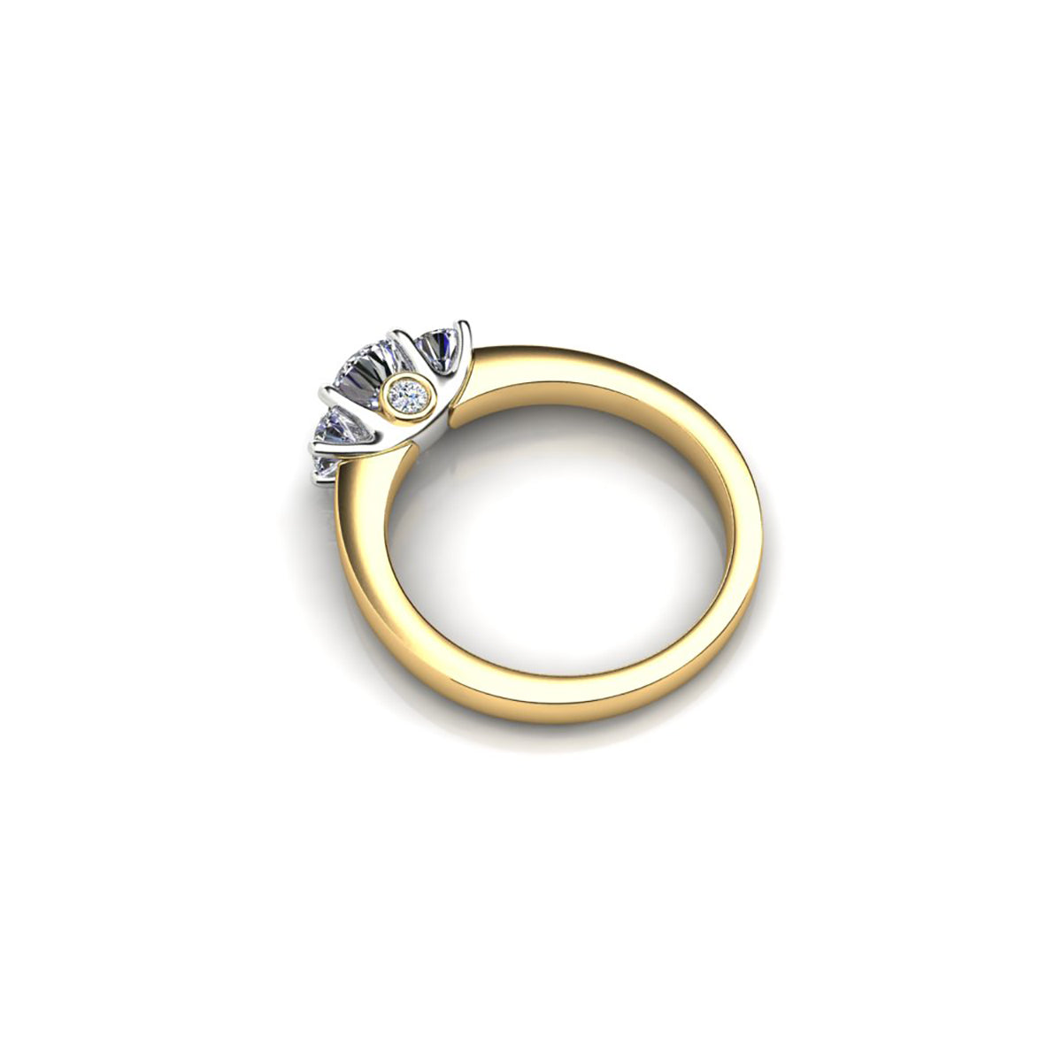 18ct Yellow Gold Diamond Trilogy Engagement Ring