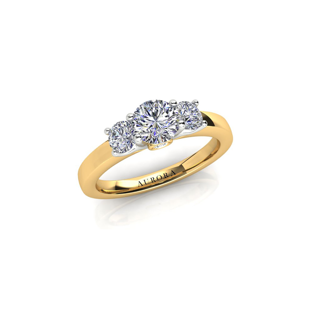 18ct Yellow Gold Diamond Trilogy Engagement Ring