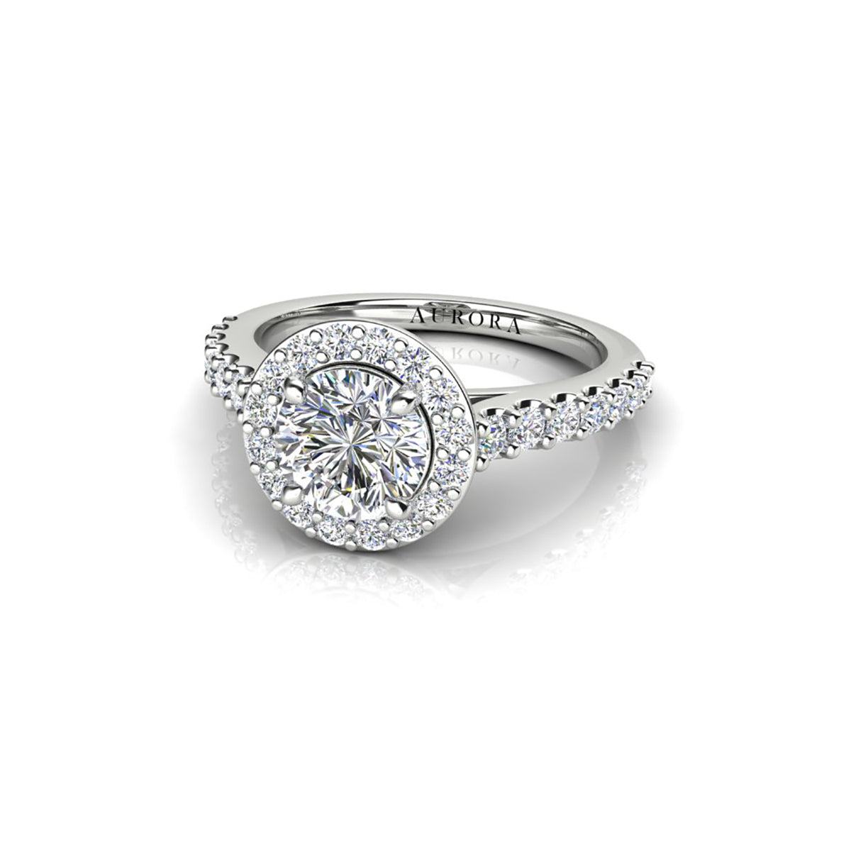 18ct White Gold Diamond Halo Engagement Ring
