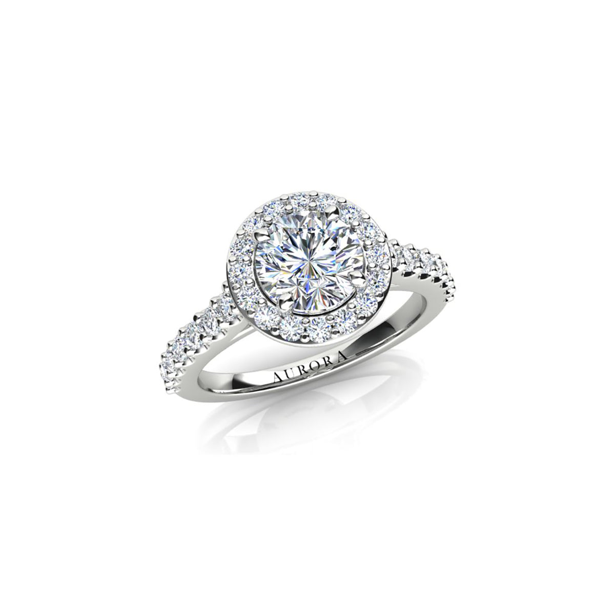 18ct White Gold Diamond Halo Engagement Ring