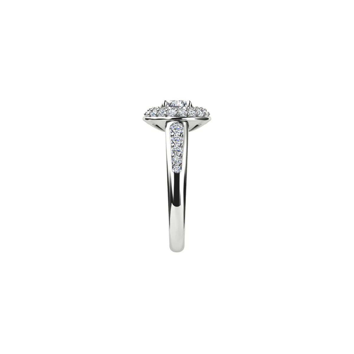 18ct White Gold Diamond Halo Engagement Ring