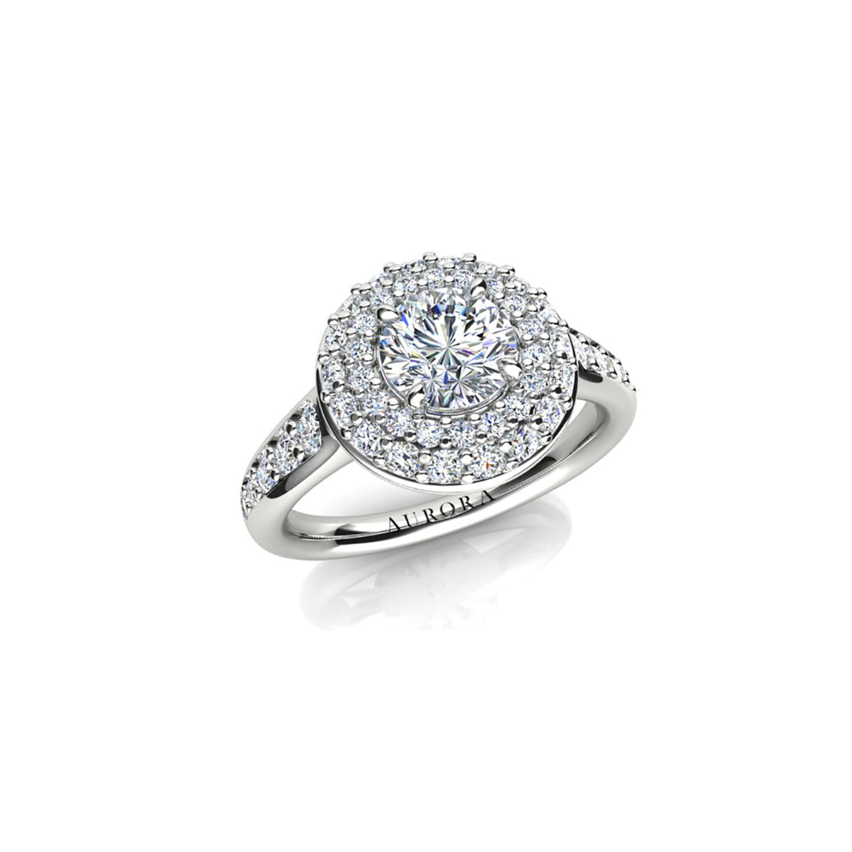 18ct White Gold Diamond Halo Engagement Ring