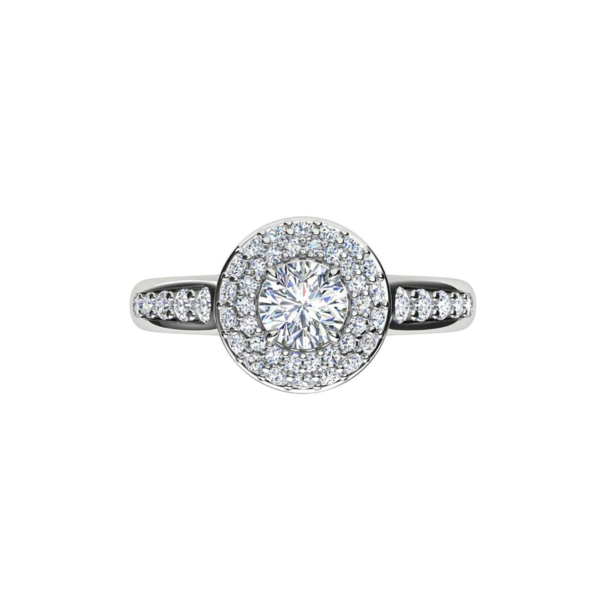 18ct White Gold Diamond Halo Engagement Ring