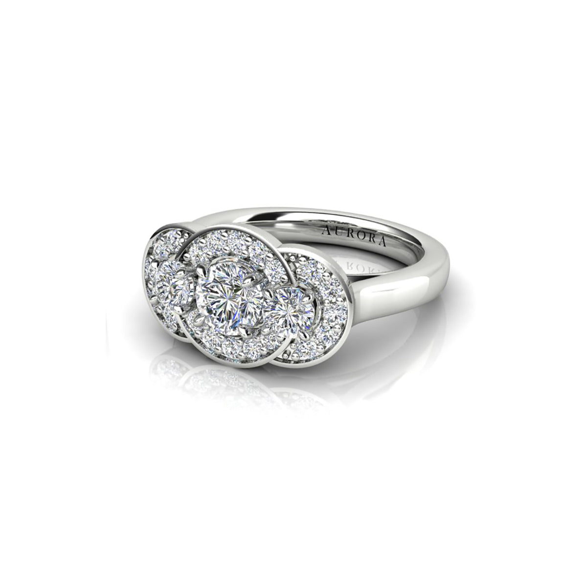 18ct White Gold Diamond Trilogy Engagement Ring