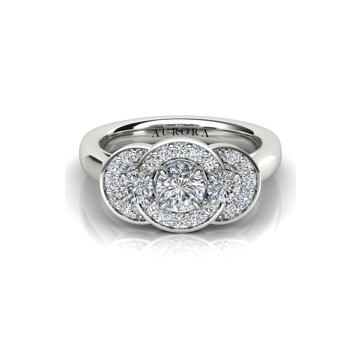 18ct White Gold Diamond Trilogy Engagement Ring