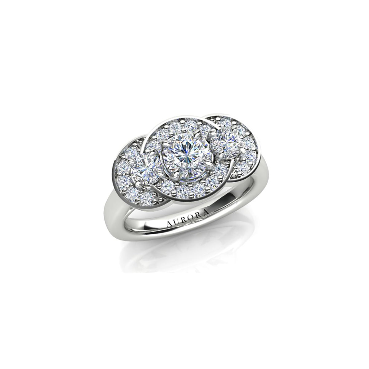 18ct White Gold Diamond Trilogy Engagement Ring
