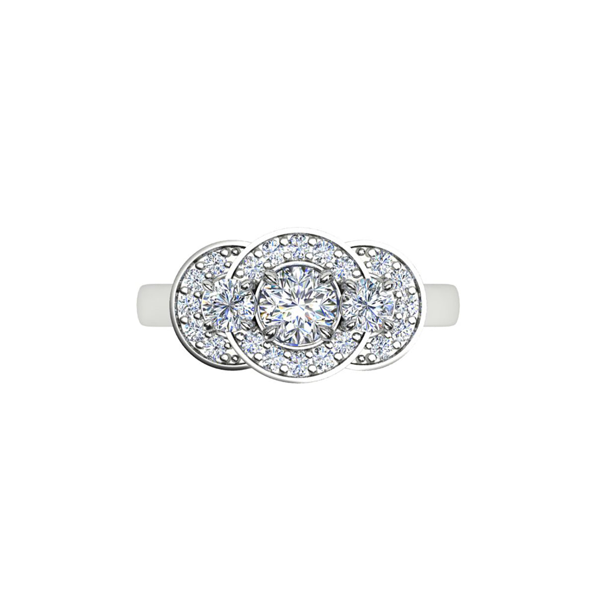 18ct White Gold Diamond Trilogy Engagement Ring