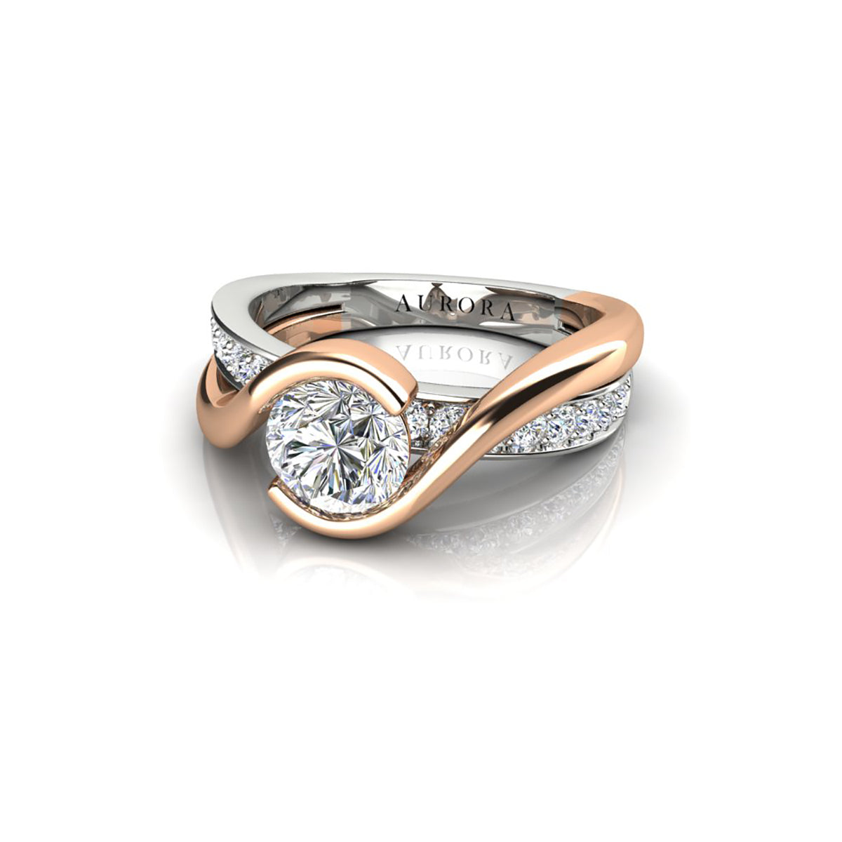 18ct White & Rose Gold Diamond Engagement Ring