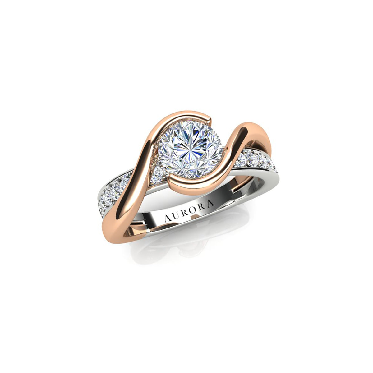 18ct White & Rose Gold Diamond Engagement Ring