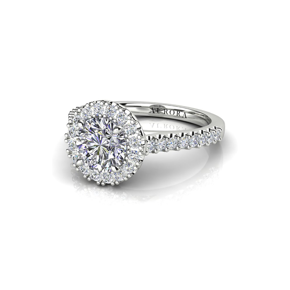 18ct White Gold Diamond Halo Engagement Ring