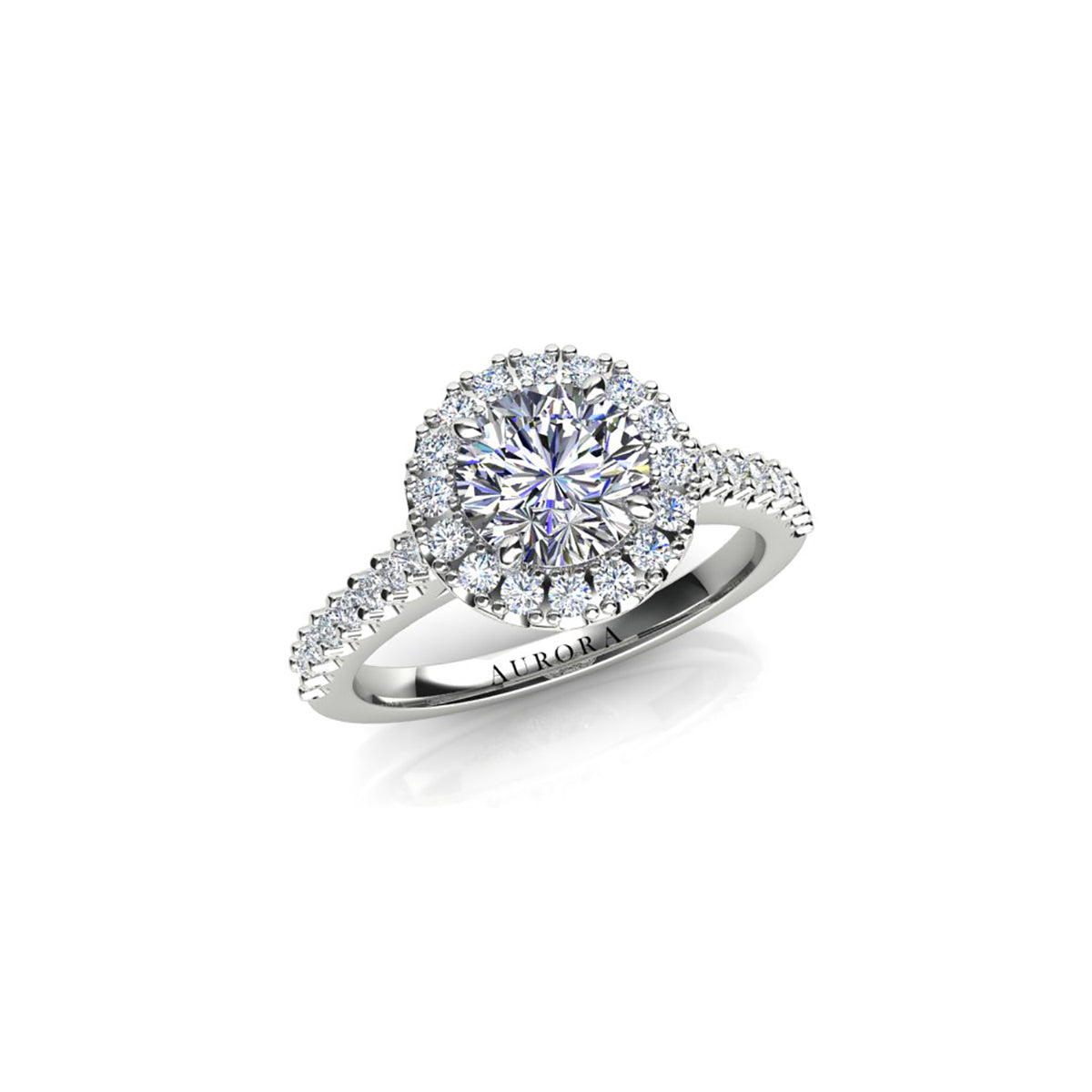 18ct White Gold Diamond Halo Engagement Ring