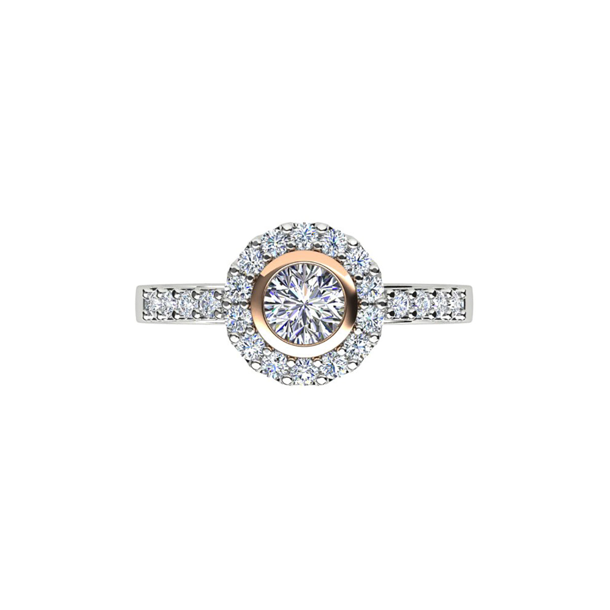 18ct White Gold Diamond Halo Engagement Ring