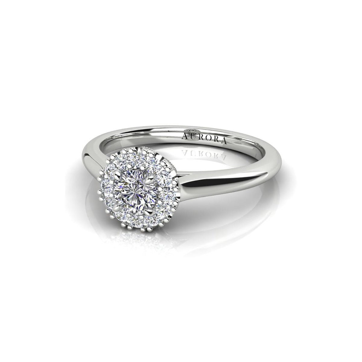 18ct White Gold Diamond Halo Engagement Ring