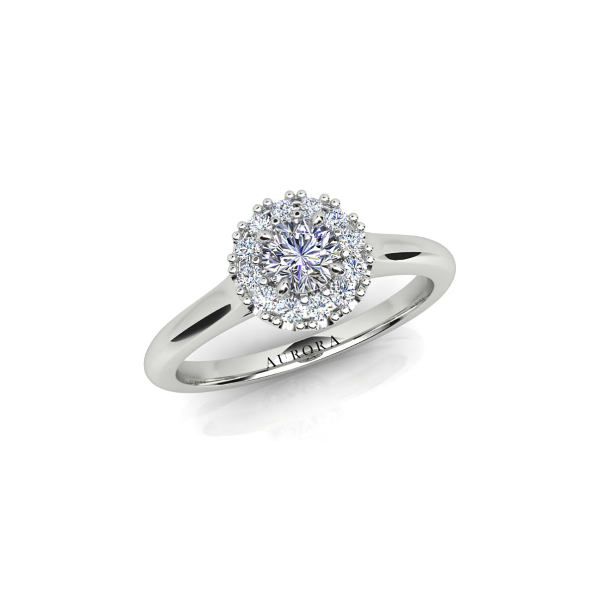 18ct White Gold Diamond Halo Engagement Ring