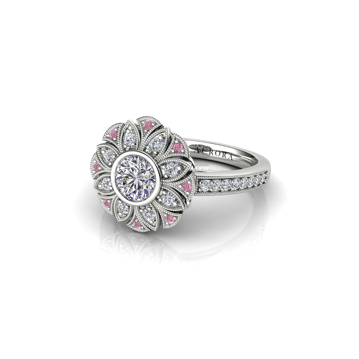 18ct White Gold Diamond Halo Engagement Ring