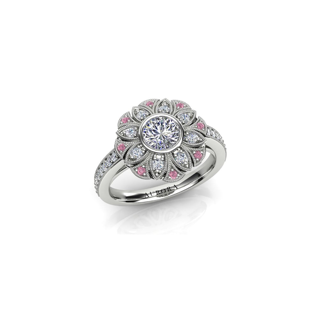 18ct White Gold Diamond Halo Engagement Ring