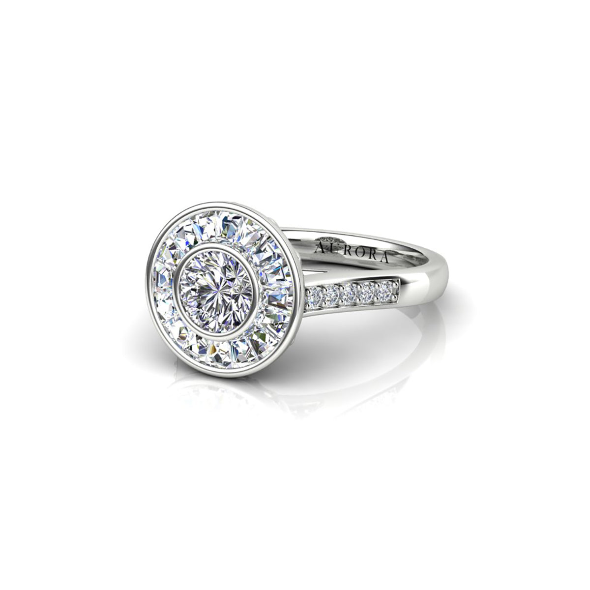 18ct White Gold Diamond Halo Engagement Ring
