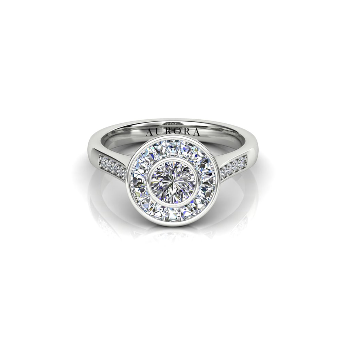 18ct White Gold Diamond Halo Engagement Ring