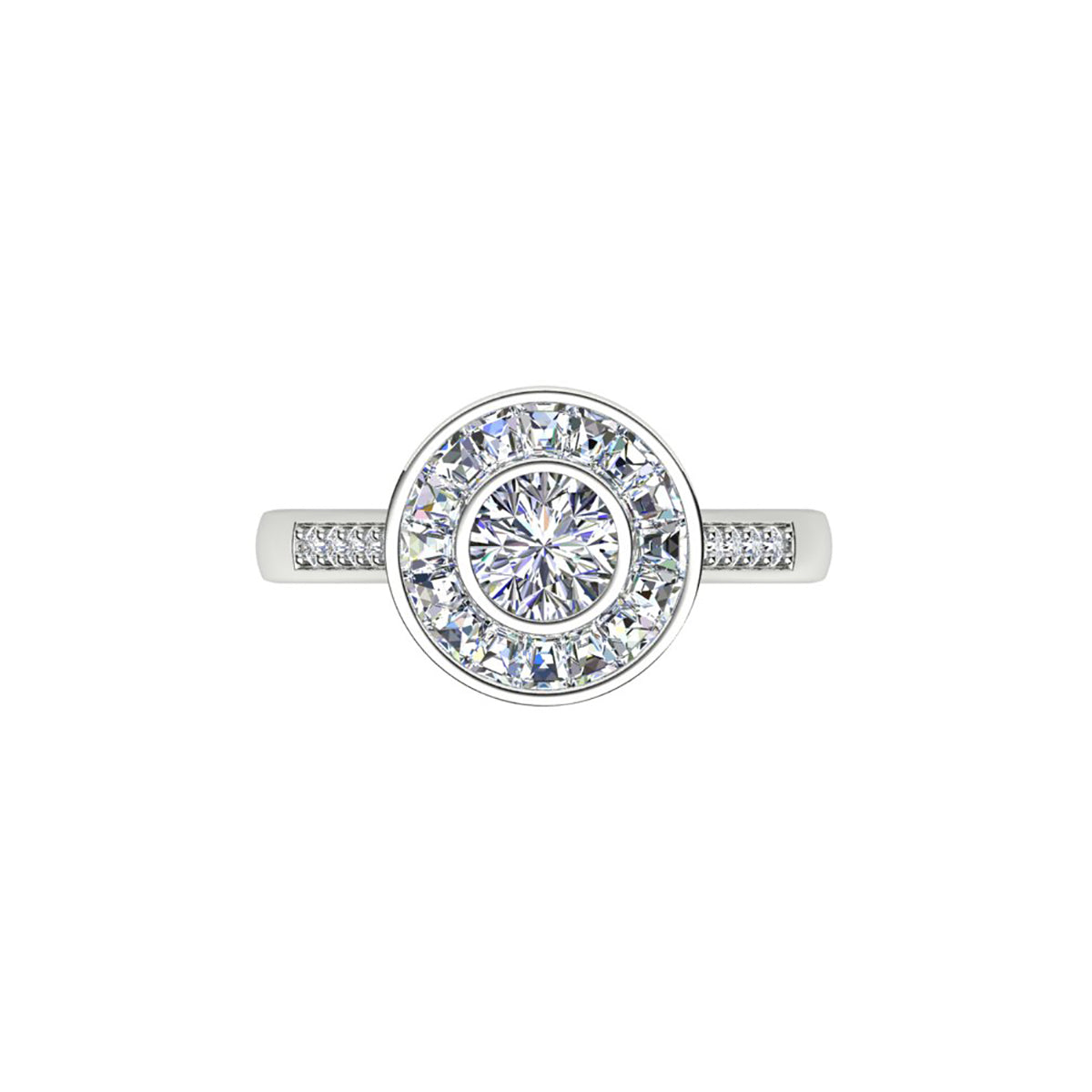 18ct White Gold Diamond Halo Engagement Ring