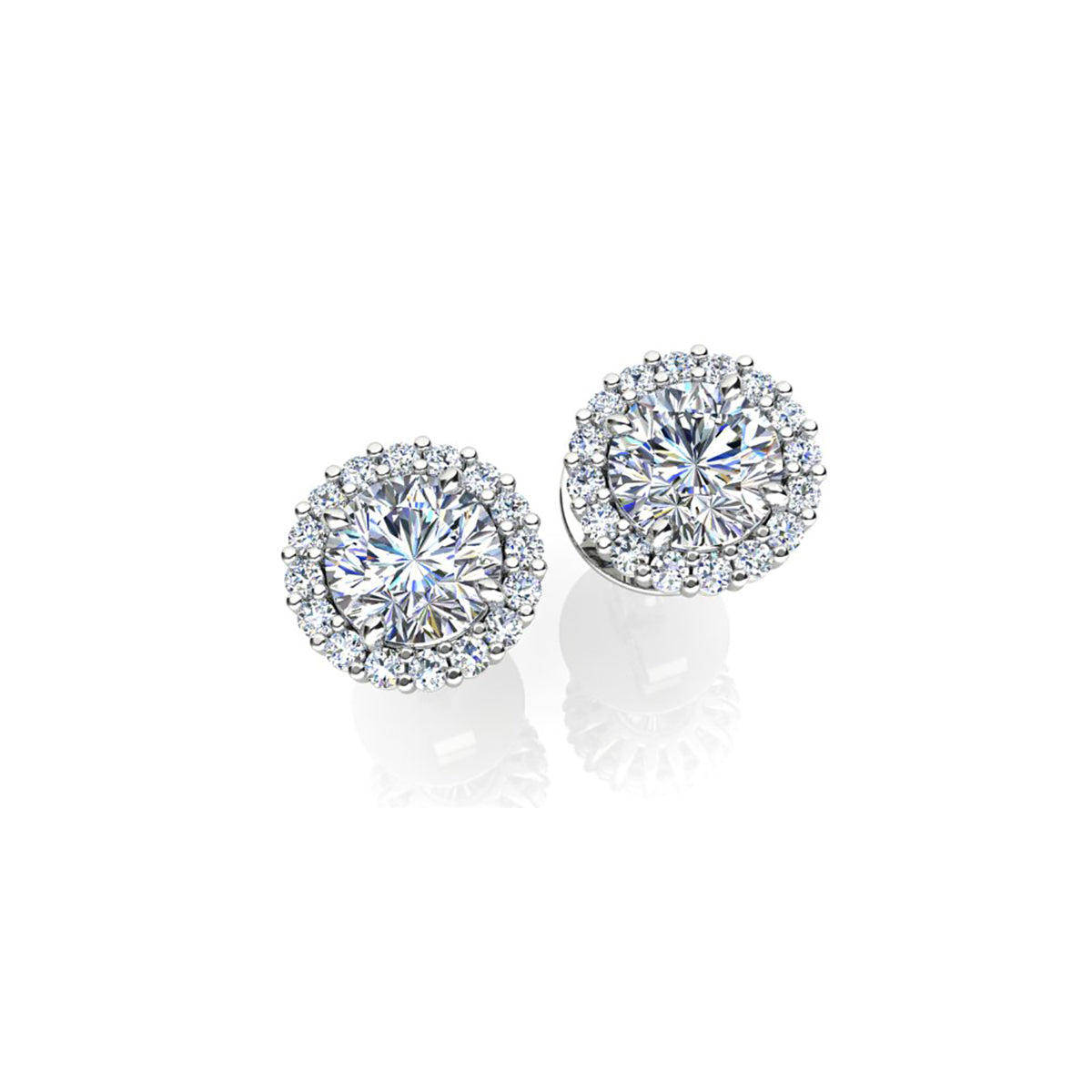 18ct White Gold Diamond Stud Earrings