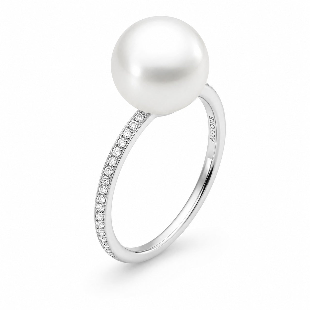 AUTORE 18ct White Gold Diamond & Pearl Ring