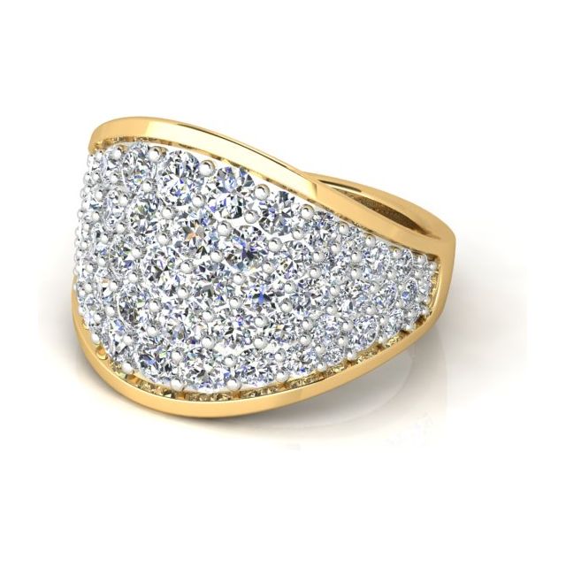 18ct Yellow & White Gold 3.10ct Pavé Round Brilliant Diamond Dress Ring