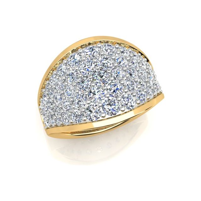 18ct Yellow & White Gold 3.10ct Pavé Round Brilliant Diamond Dress Ring
