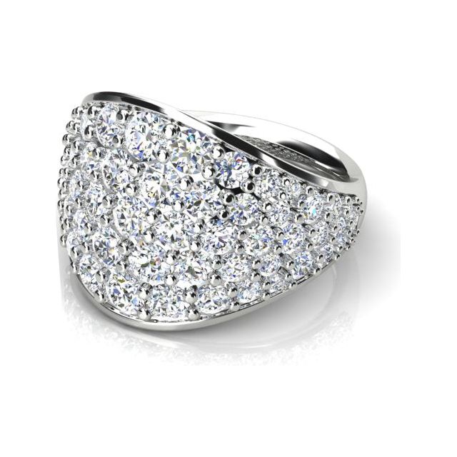 18ct White Gold 3.10ct Pavé Round Brilliant Diamond Dress Ring