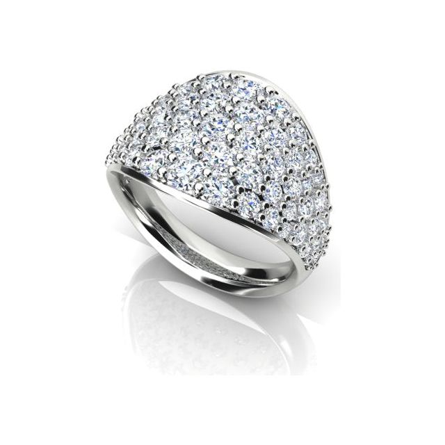 18ct White Gold 3.10ct Pavé Round Brilliant Diamond Dress Ring