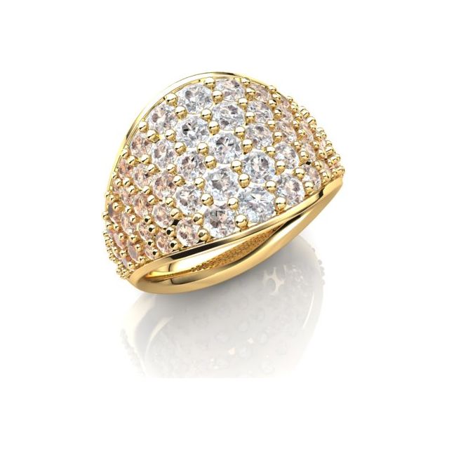 18ct Yellow Gold 3.10ct Pavé Champagne Diamond Dress Ring