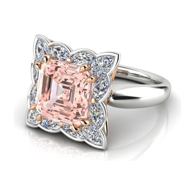 18ct White & Rose Gold Morganite & Diamond Dress Ring